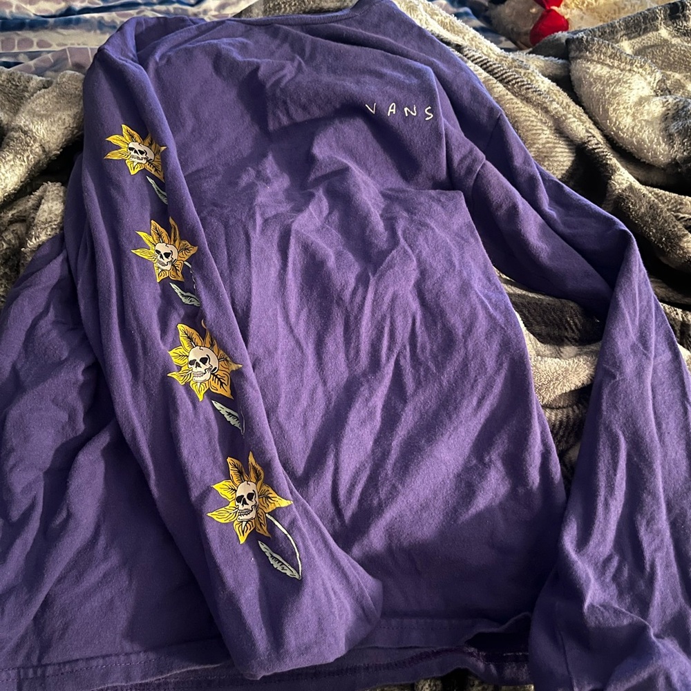 Vans Purple Long Sleeve with Yellow Floral Skull Design
